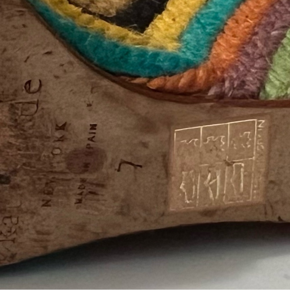 Kate Spade NY 5" Wedge Espadrille Sandals Sz 7 Rainbow Hippie Retro Shoes - Picture 7 of 7